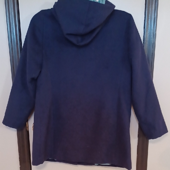 Chico's Navy Pea Coat with Teal Lining - Picture 2 of 10